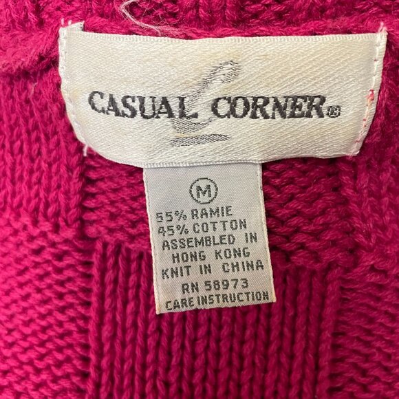 VTG FUSHIA PINK RAMIE AND COTTON LONG SWEATER SIZE M BY CASUAL CORNER - Picture 9 of 9